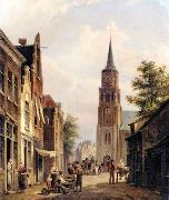 unknow artist, European city landscape, street landsacpe, construction, frontstore, building and architecture.023